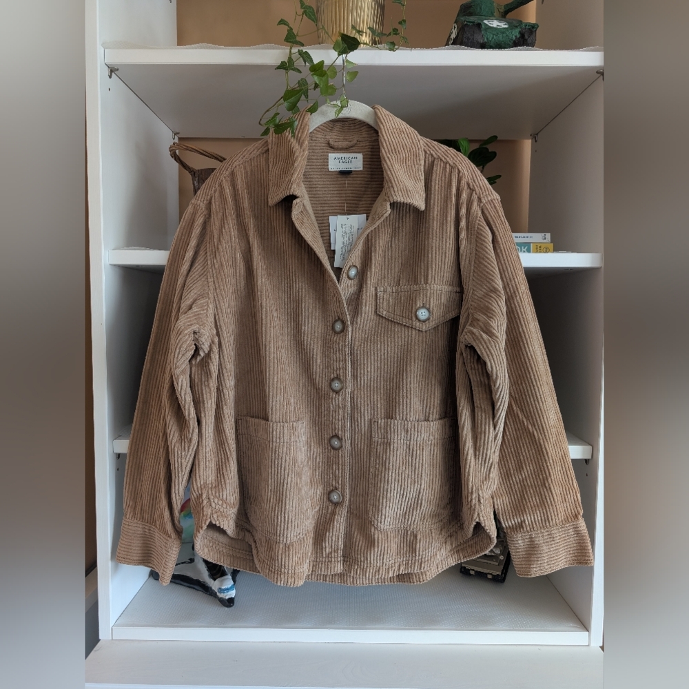 Aerie Tan Corduroy Button Down Shirt